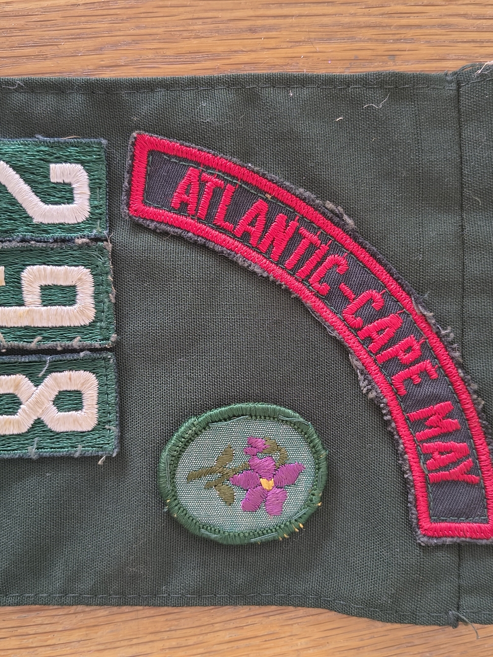 1970s Girl Scout Green Merit Badge Sash with Assorted Camp, outdoor badges - Picture 5 of 5